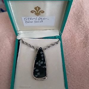 Sterling Silver 2 pc teardrop necklace-925